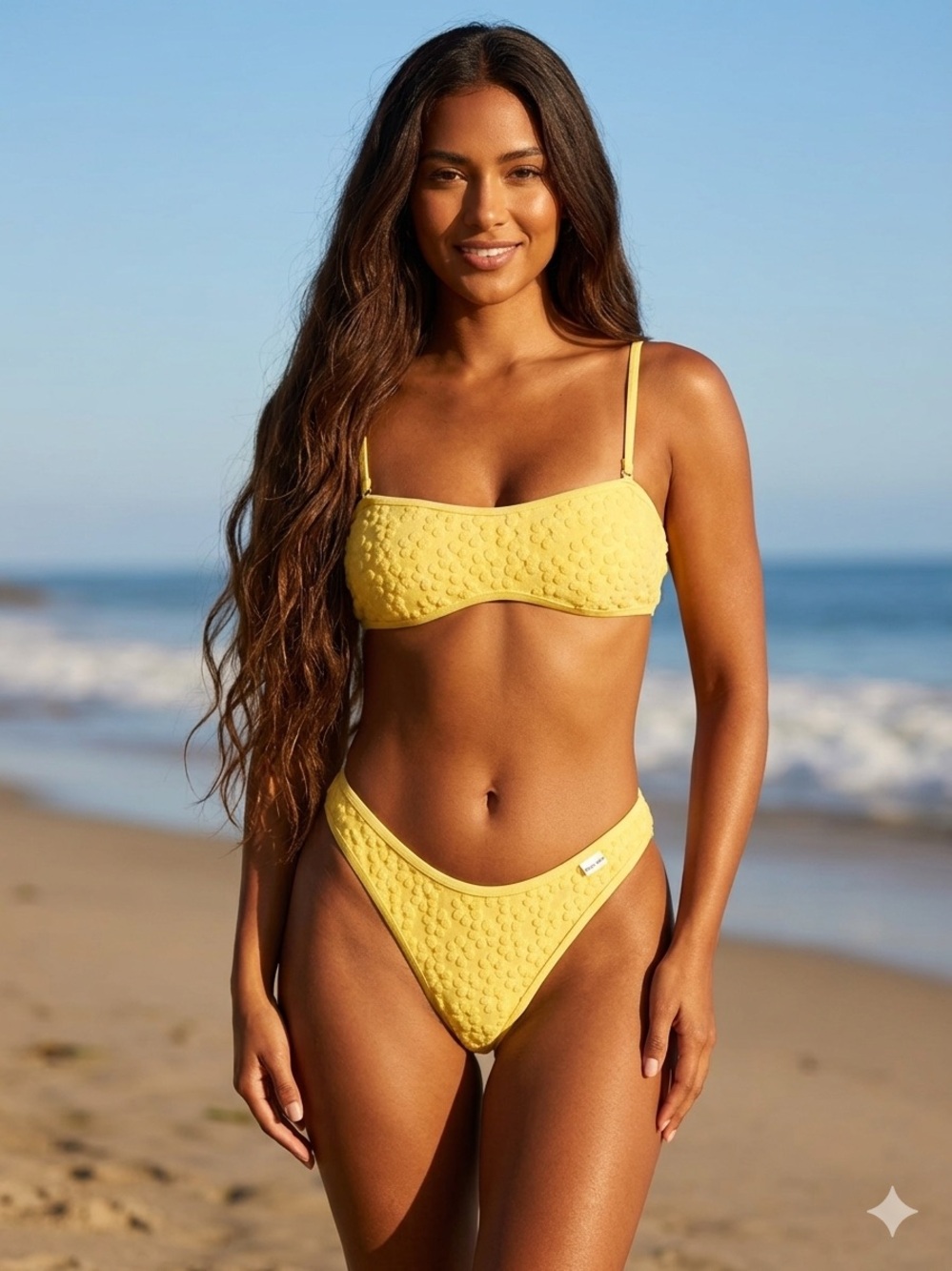 Yellow Textured Bikini Set